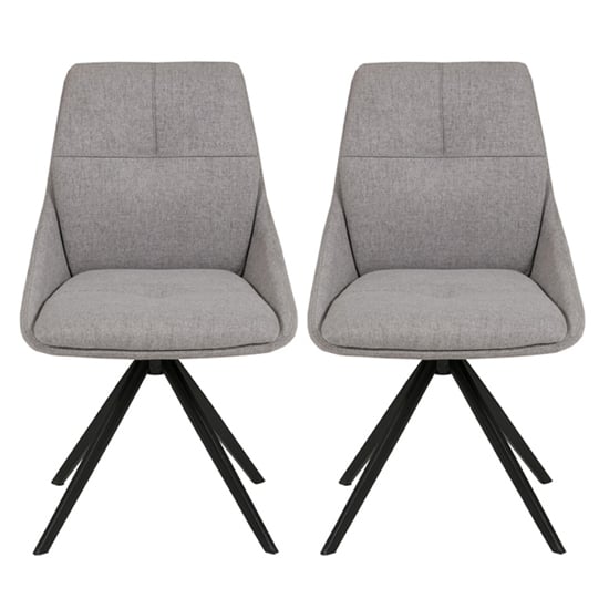 Read more about Jessa light grey fabric dining chairs with black legs in pair