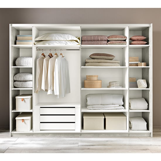 Jessica Extra Large Gloss Mirrored Sliding Door Wardrobe In White