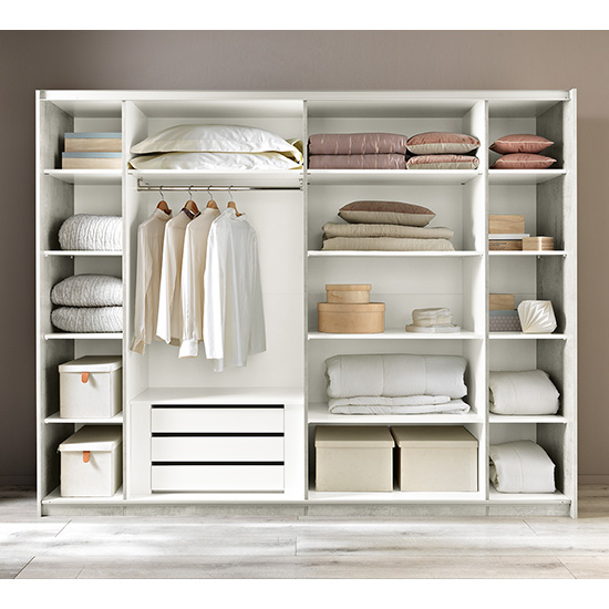 Jessica Large Wooden Mirrored Sliding Door Wardrobe In Grey Marble
