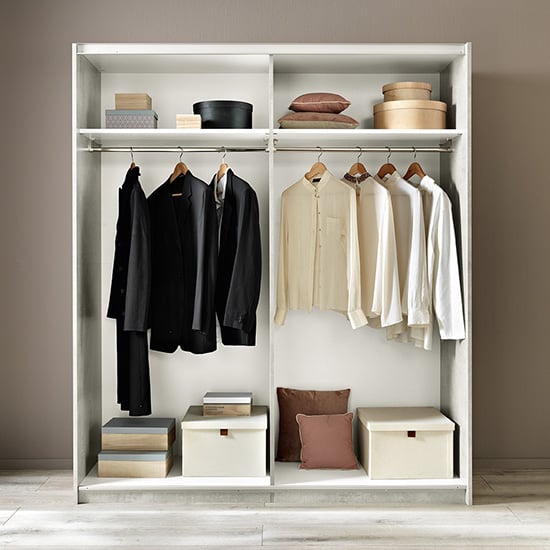 Jessica Small Gloss 2 Mirrored Sliding Door Wardrobe In White