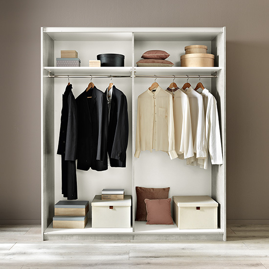 Jessica Small Gloss Mirrored Sliding Door Wardrobe In White