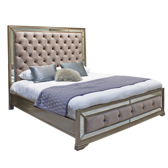 Jessica Wooden Mirrored Super King Size Bed In Taupe_2