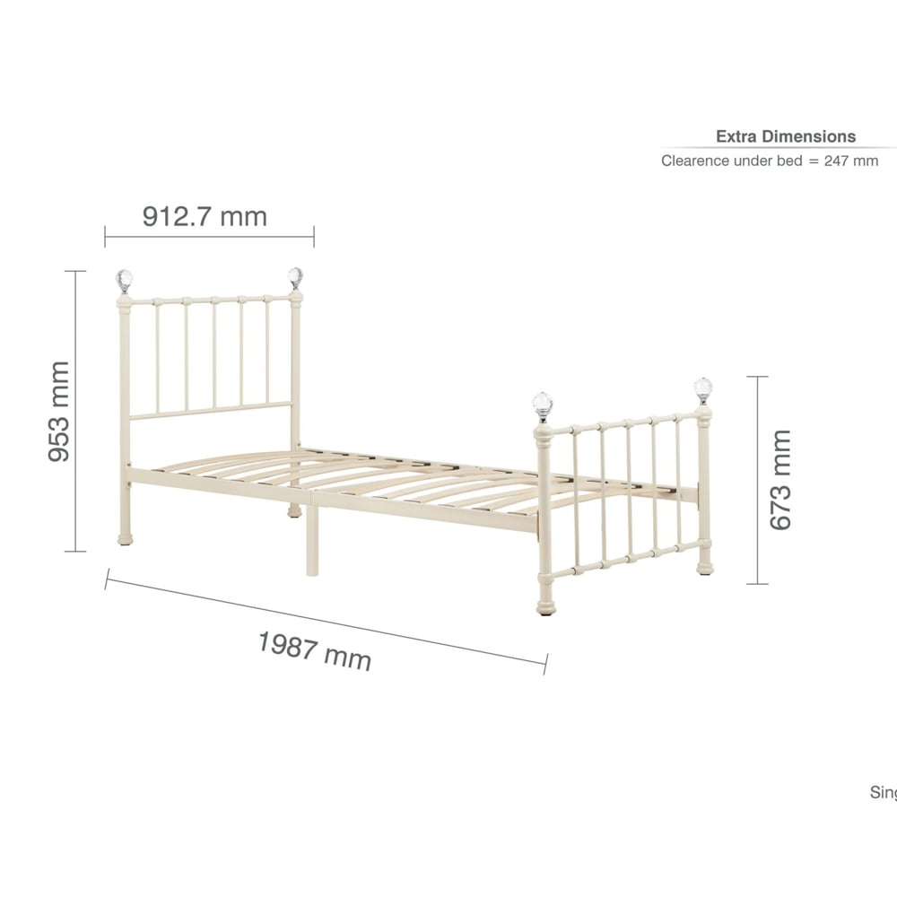Jessika Metal Single Bed In Cream