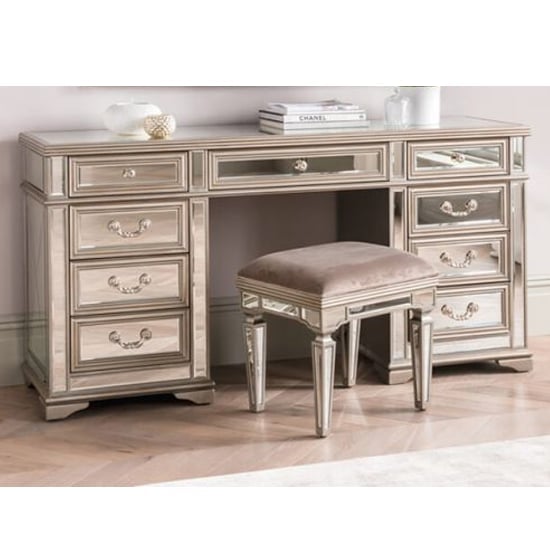 Product photograph of Jessika Mirrored Dressing Table In Taupe from Furniture in Fashion