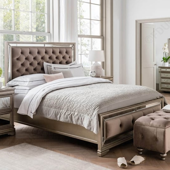 Photo of Jessika velvet king size bed in taupe
