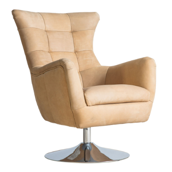 Jester Leather Lounge Chair With Swivel Base In Saddle Tan_2