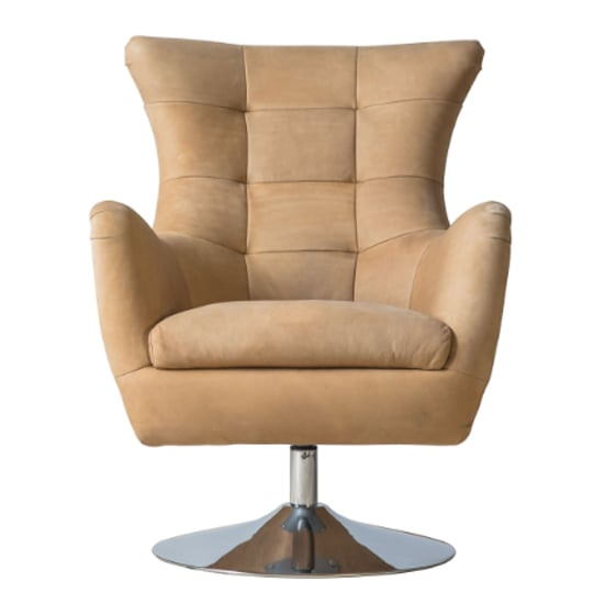 Jester Leather Lounge Chair With Swivel Base In Saddle Tan_3