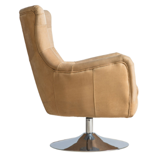 Jester Leather Lounge Chair With Swivel Base In Saddle Tan_4