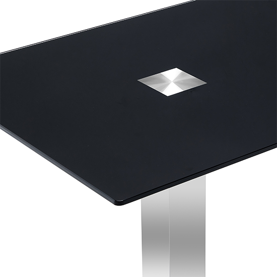 Jet Small Black Glass Dining Table With Chrome Supports