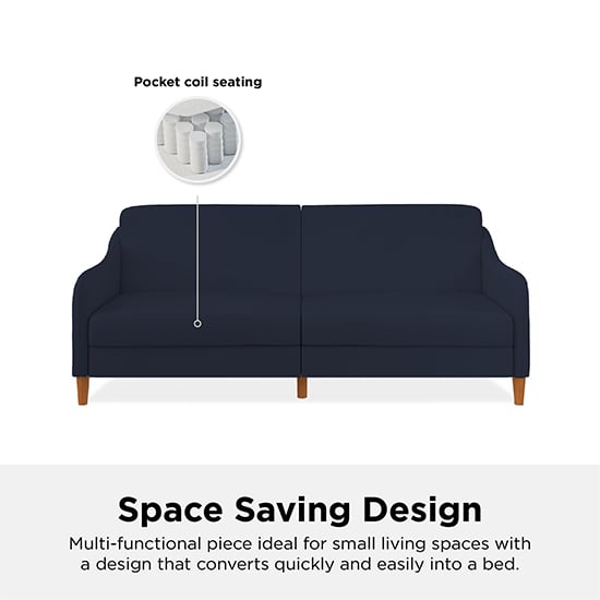 Jevic Linen Fabric Sprung Sofa Bed In Navy_6