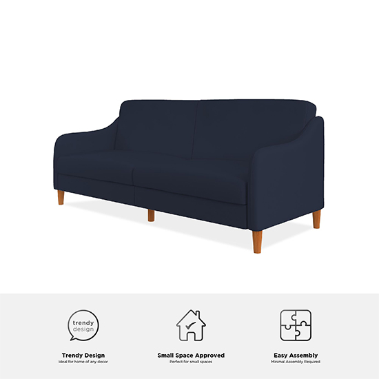 Jevic Linen Fabric Sprung Sofa Bed In Navy_8