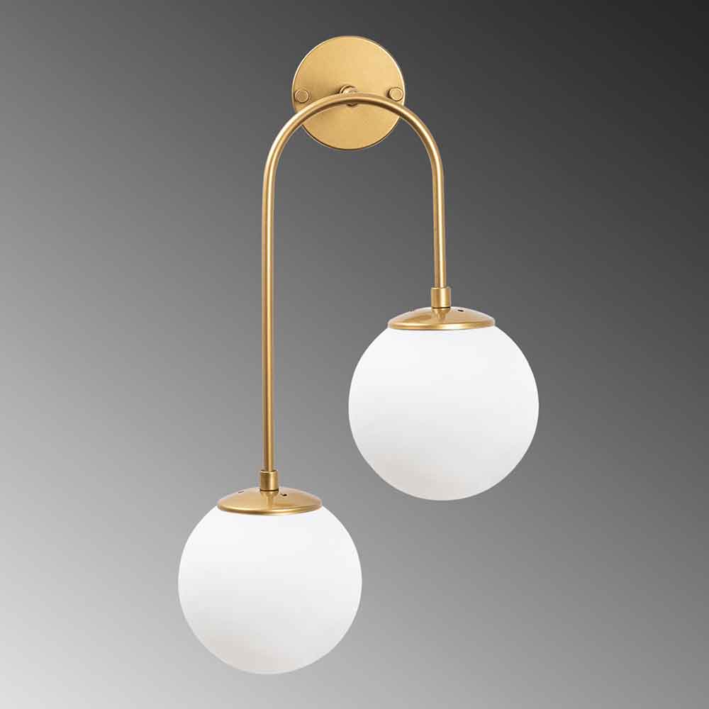 Jewel 2 Lights Metal Wall Lamp in Gold and White