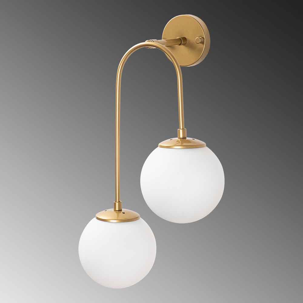 Jewel 2 Lights Metal Wall Lamp in Gold and White