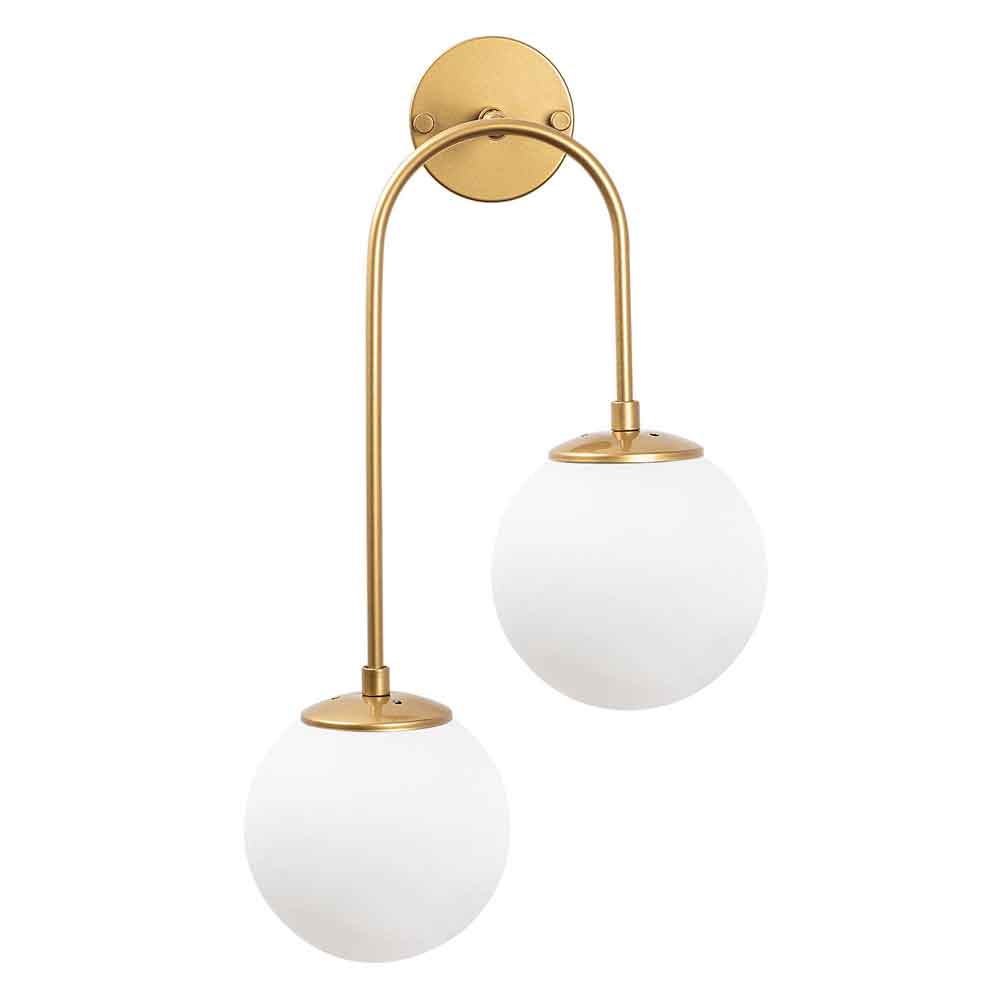 Jewel 2 Lights Metal Wall Lamp in Gold and White