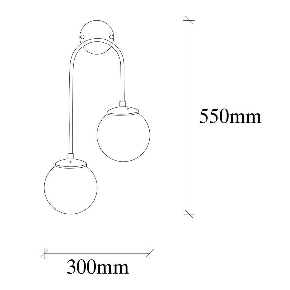 Jewel 2 Lights Metal Wall Lamp in Gold and White