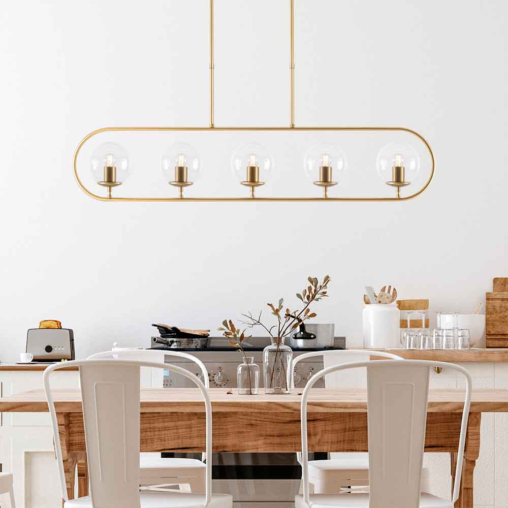 Jewel 5 Light Metal Ceiling Pendant Light in Gold