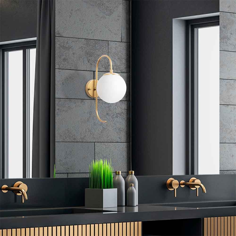Jewel Metal Wall Lamp in Gold and White