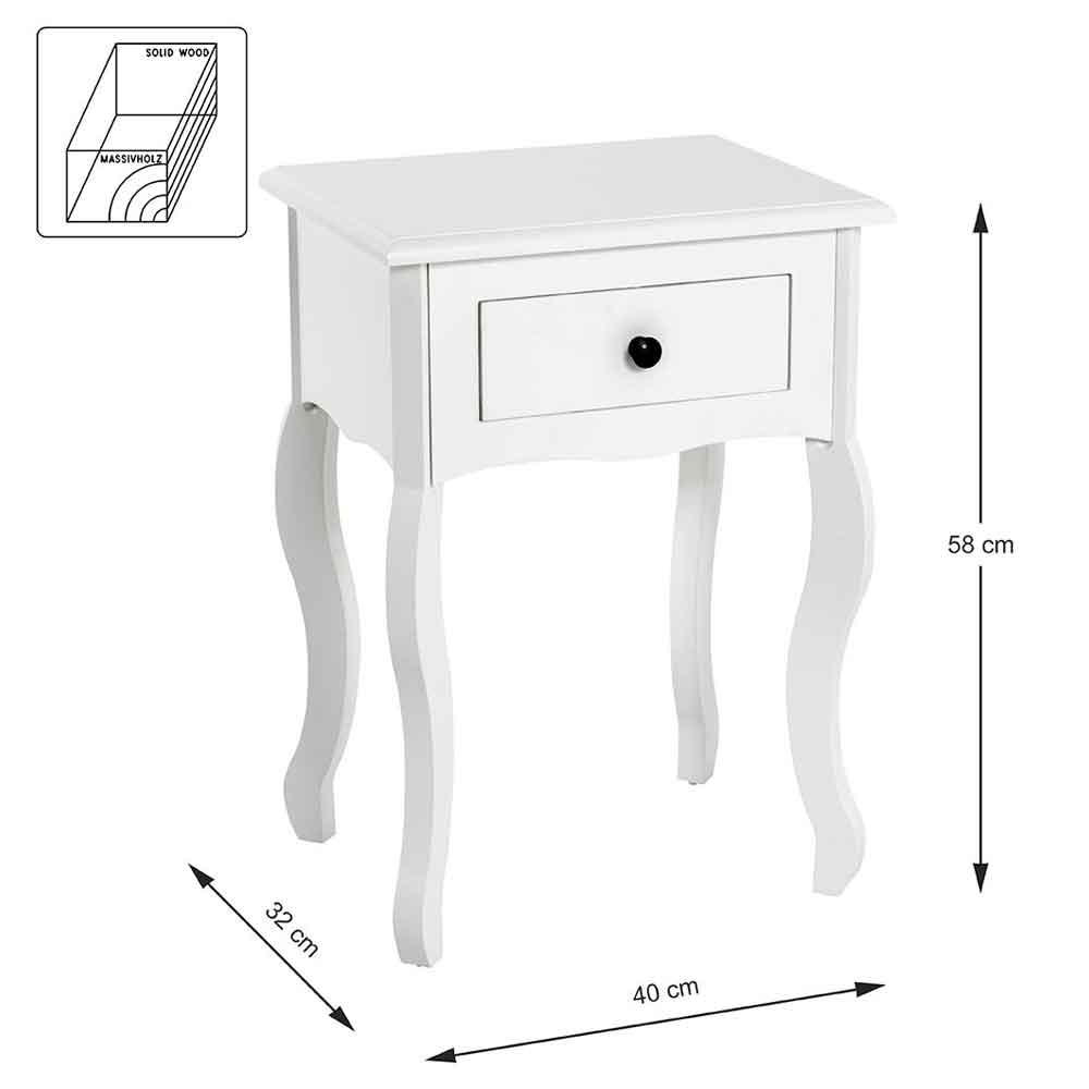 Jewett Wooden End Table With 1 Drawer In White