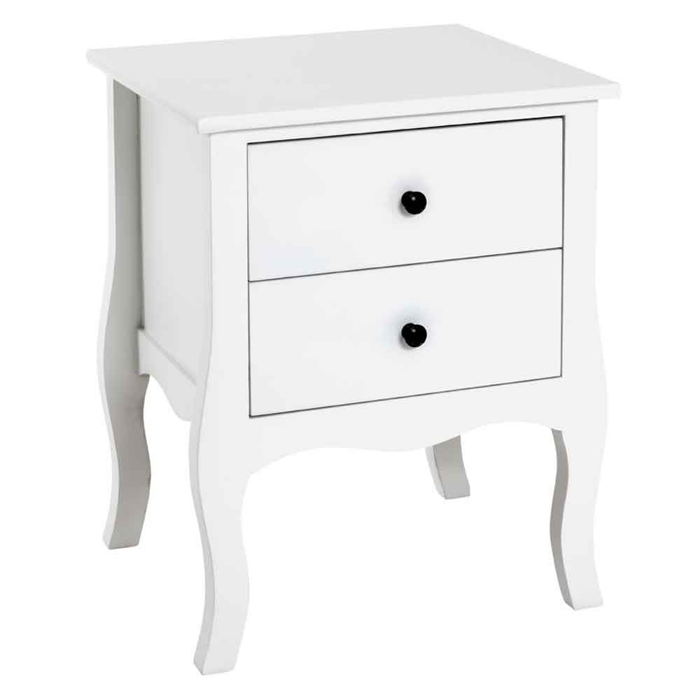 Jewett Wooden End Table With 2 Drawers In White