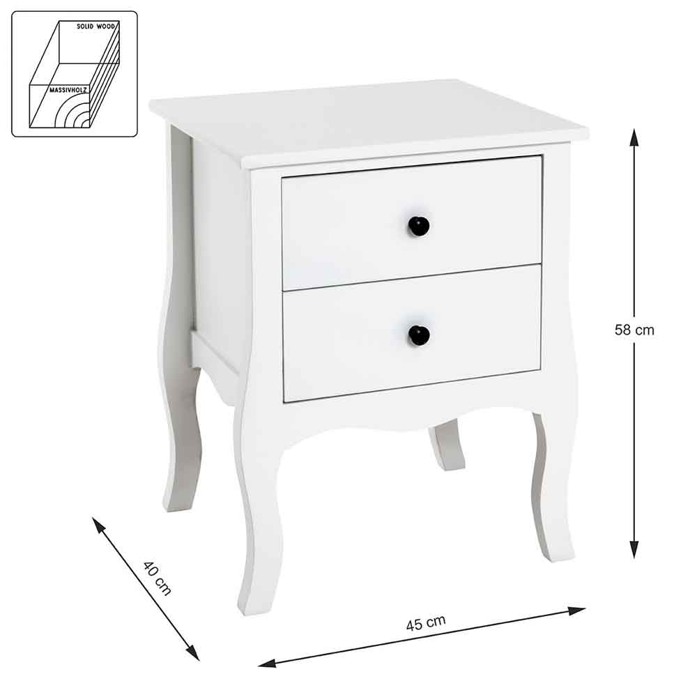 Jewett Wooden End Table With 2 Drawers In White