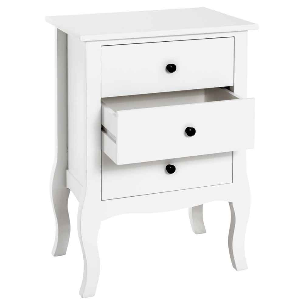 Jewett Wooden End Table With 3 Drawers In White