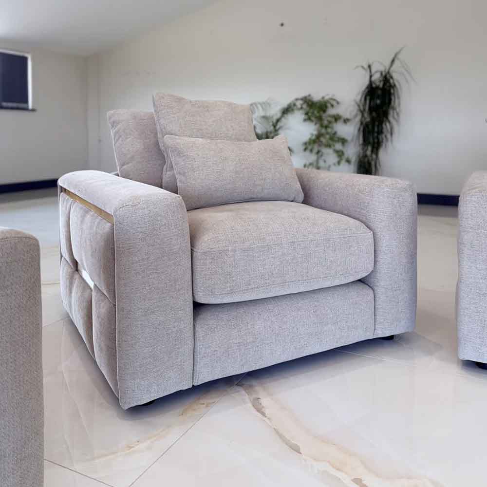 Jexaro Fabric 1 Seater Sofa in Beige