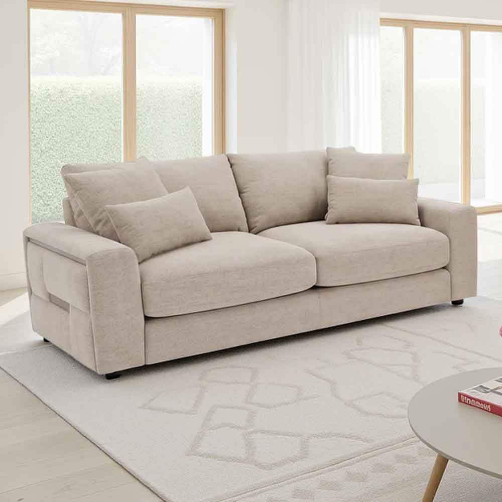 Jexaro Fabric 3 Seater Sofa in Beige