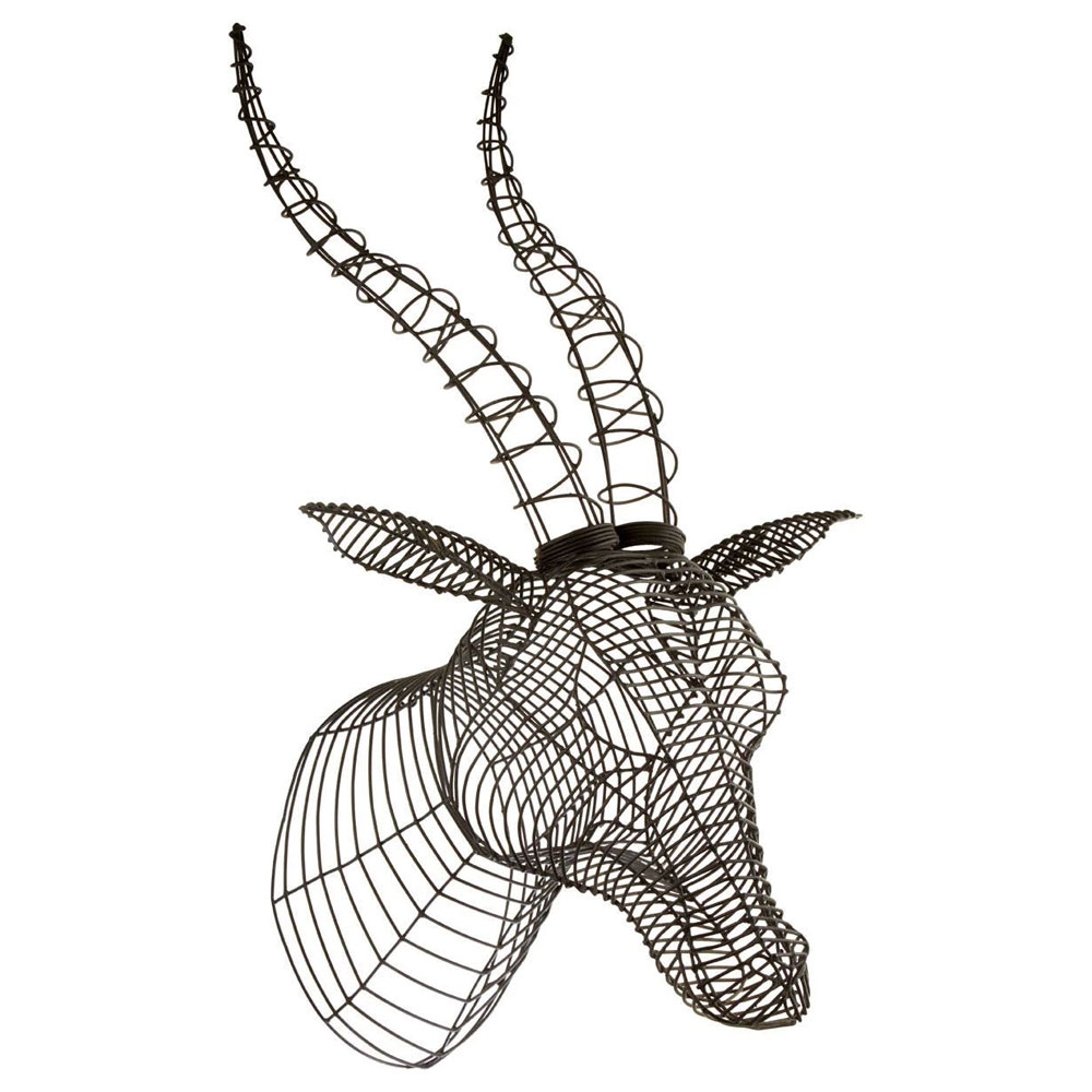 Jexon Black Wire Antelope Head Sculpture Wall Art