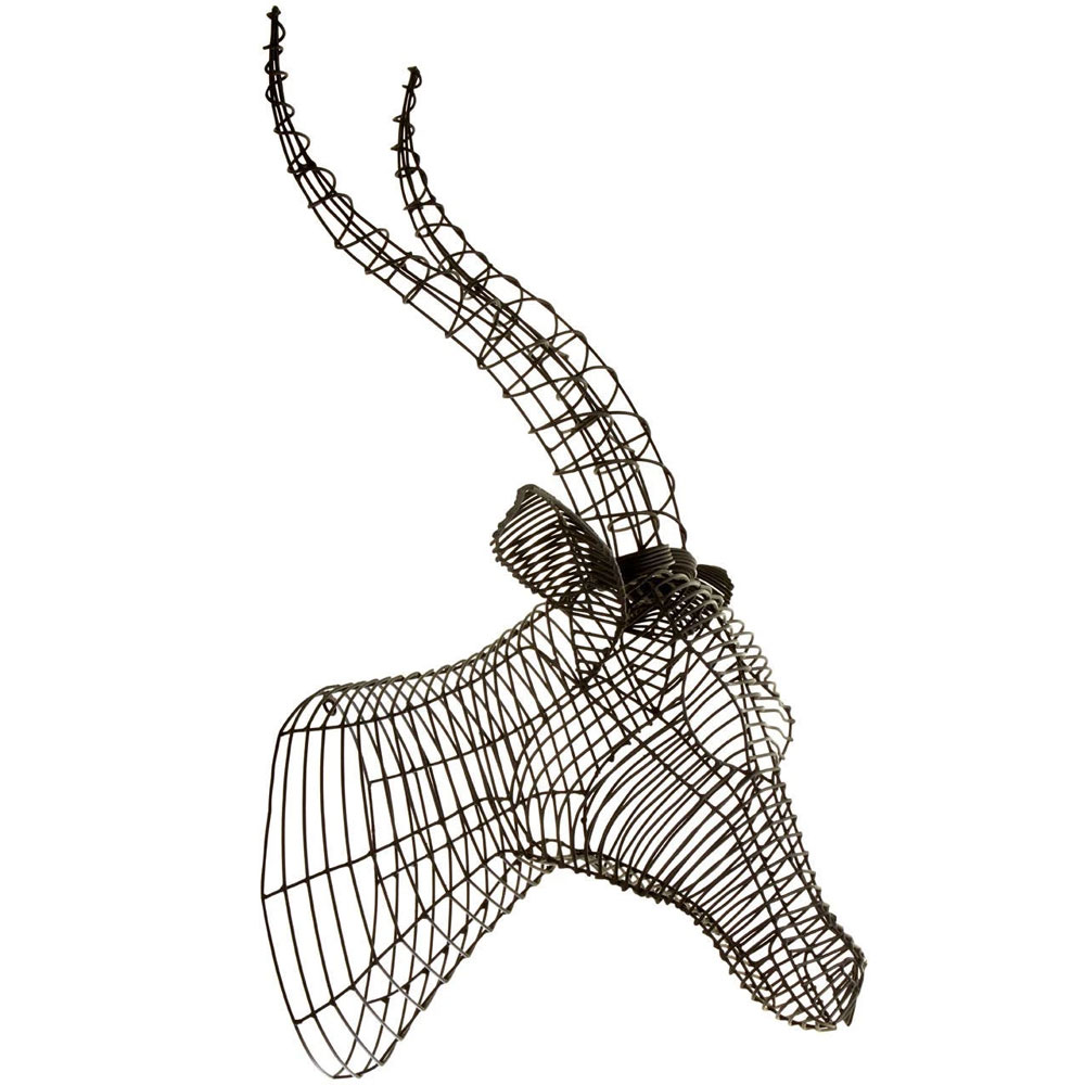 Jexon Black Wire Antelope Head Sculpture Wall Art