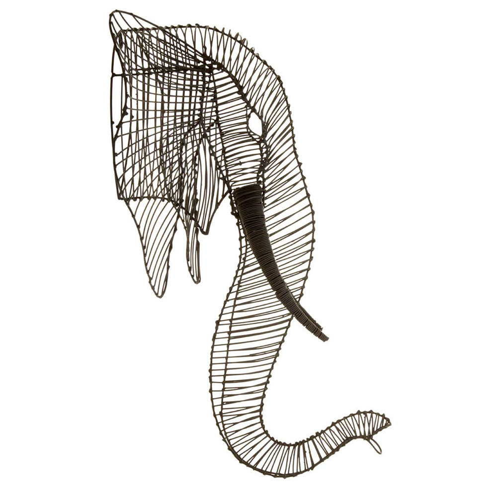 Jexon Black Wire Elephant Head Sculpture Wall Art