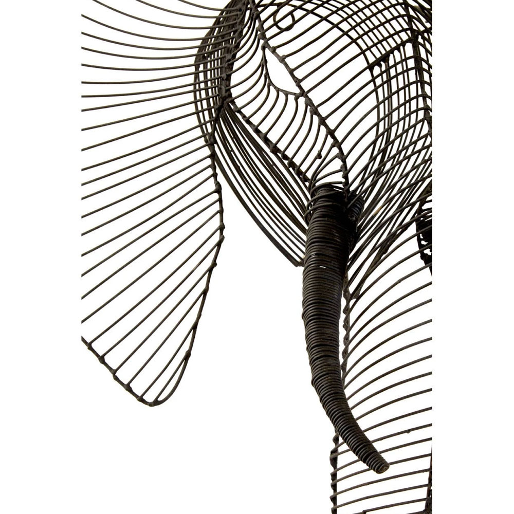 Jexon Black Wire Elephant Head Sculpture Wall Art