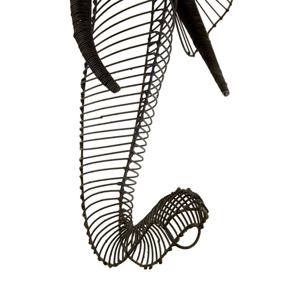 Jexon Black Wire Elephant Head Sculpture Wall Art