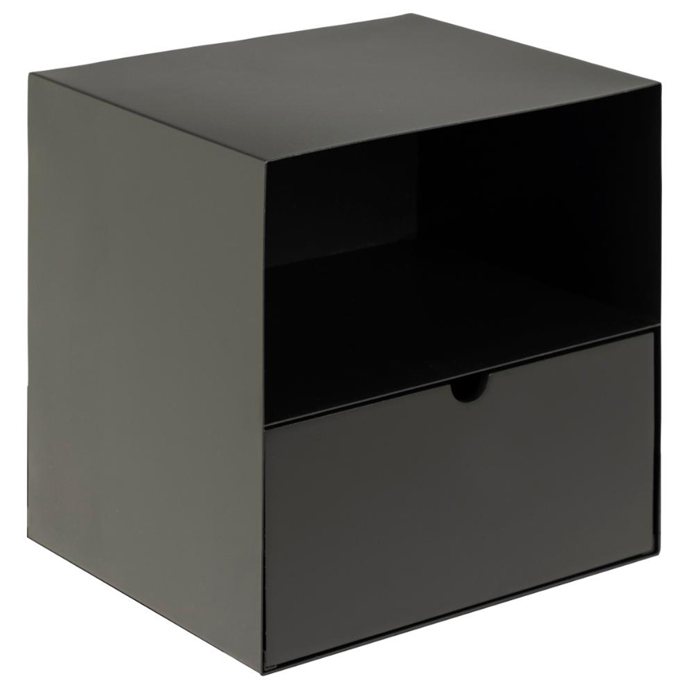 Jicama Metal Wall Hung Bedside Cabinet In Matt Black