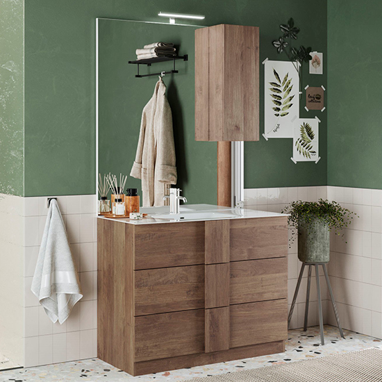 Product photograph of Jining 100cm Wooden Floor Bathroom Furniture Set In Mercury from Furniture in Fashion