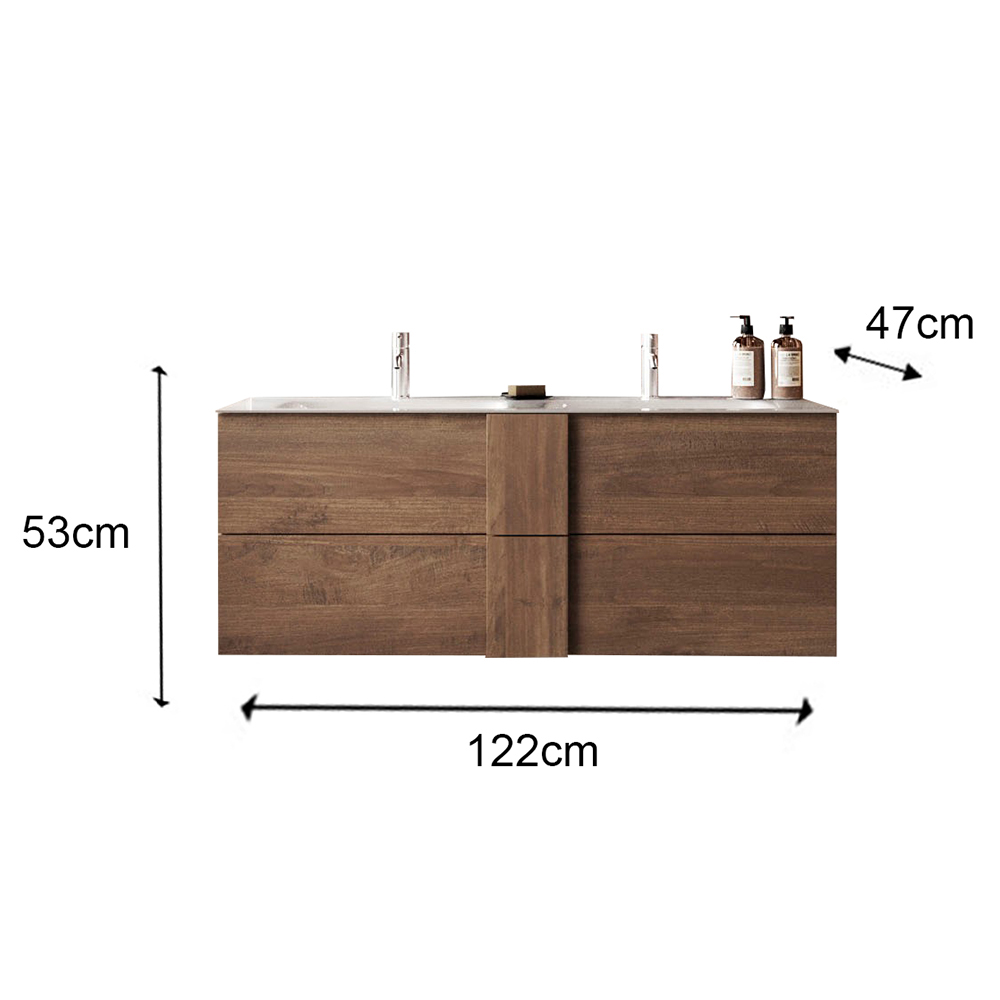 Jining 120cm Wooden Wall Hung Vanity Unit In Mercure