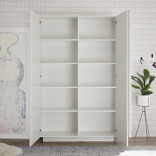 Jining High Gloss Highboard With 2 Doors In White_2