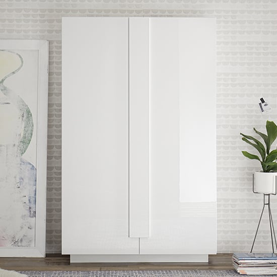 Jining High Gloss Highboard With 2 Doors In White_1