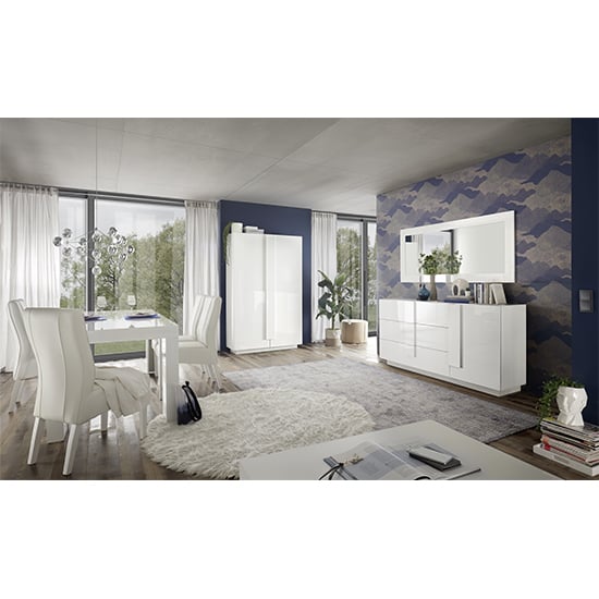 Jining High Gloss Sideboard With 1 Door 3 Drawers In White_4