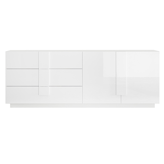 Jining High Gloss Sideboard With 2 Doors 3 Drawers In White_3