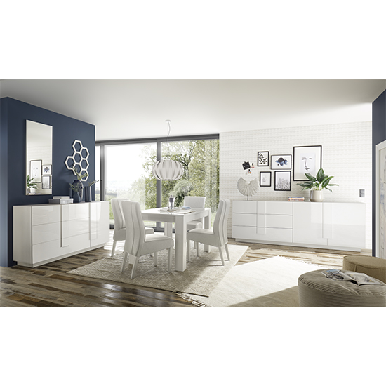 Jining High Gloss Sideboard With 2 Doors 3 Drawers In White_4