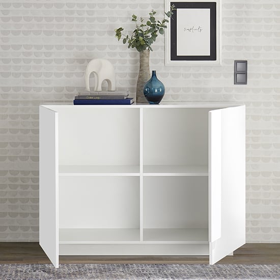 Jining High Gloss Sideboard With 2 Doors In White_2