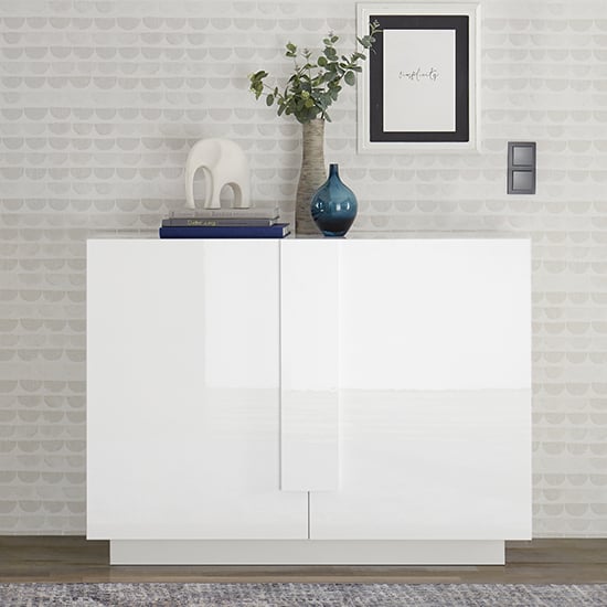 Jining High Gloss Sideboard With 2 Doors In White