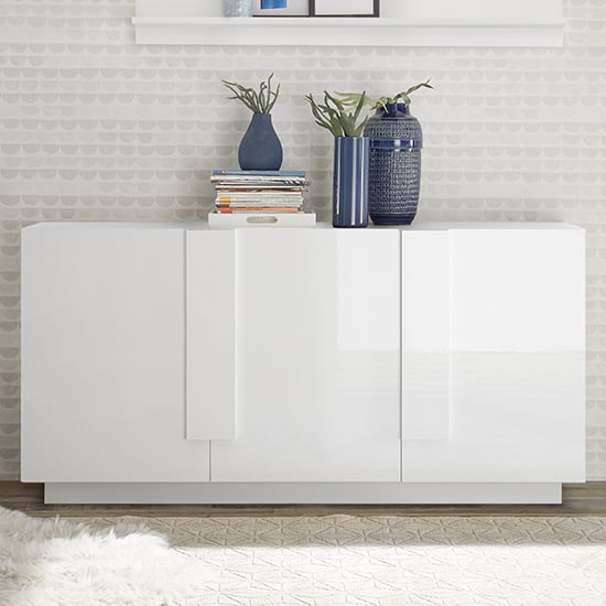 Jining High Gloss Sideboard With 3 Doors In White_1