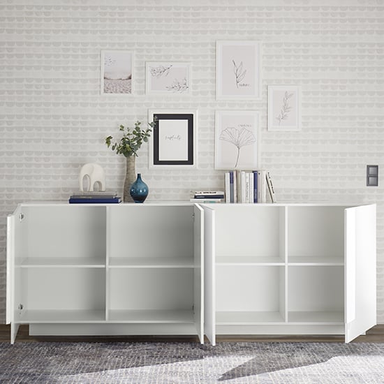 Jining High Gloss Sideboard With 4 Doors In White_2