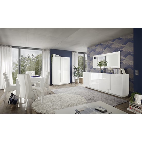Jining High Gloss Sideboard With 4 Doors In White_4