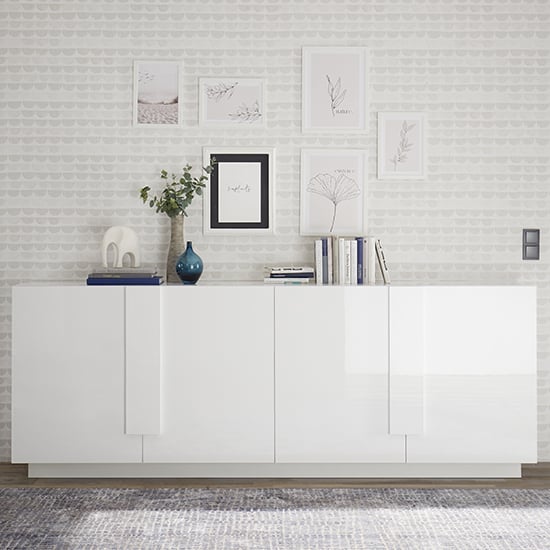 Jining High Gloss Sideboard With 4 Doors In White