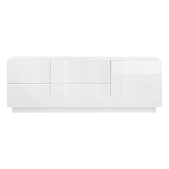 Jining High Gloss TV Stand With 1 Door 2 Drawers In White_3