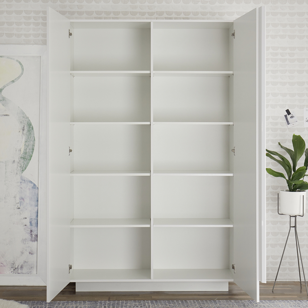 Jining High Gloss Bookcase With 2 Doors In White