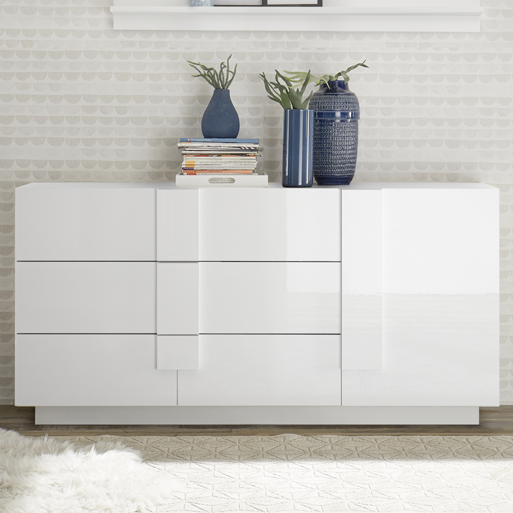 Read more about Jining high gloss sideboard with 1 door 3 drawers in white