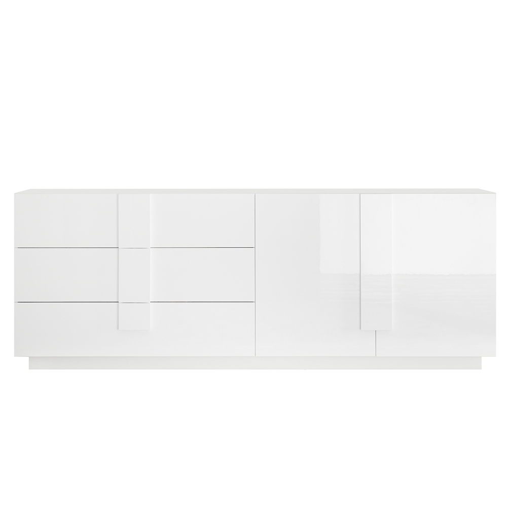 Jining High Gloss Sideboard With 2 Doors 3 Drawers In White